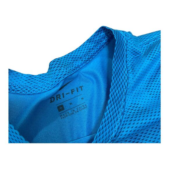 Nike Shirt Men's Medium Blue Navy Camo Short Sleeve Crew Neck Breathable Logo - Picture 2 of 7